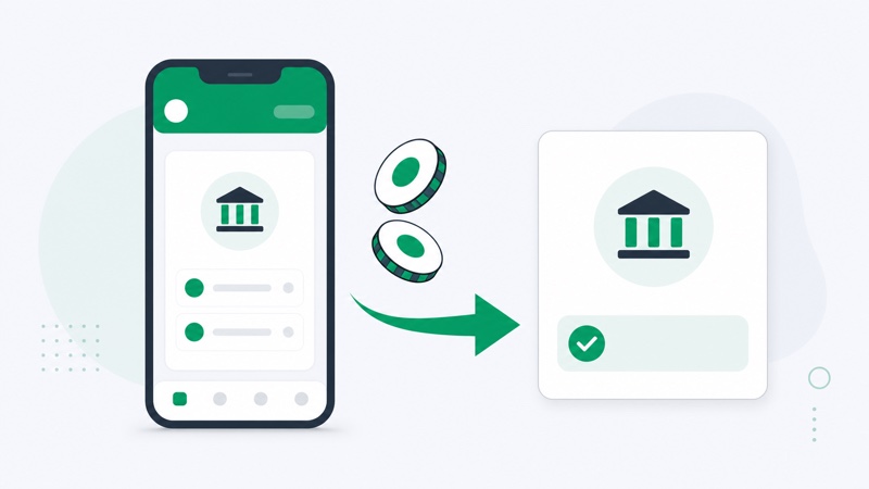 Diagram of a PayID transfer moving from a banking app to an online account via a mobile number identifier